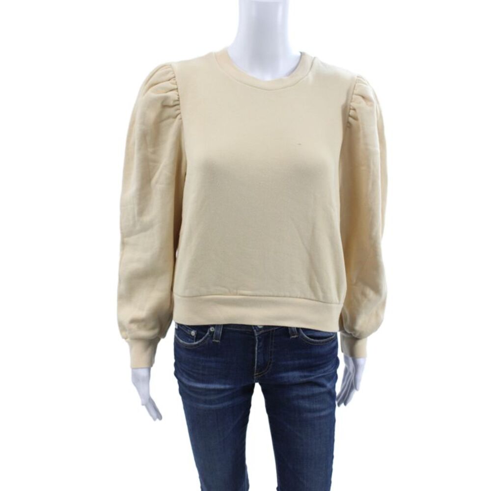 Loeffler Randall Womens Basic T-Shirt Beige Organic Cotton Crew Neck Size S